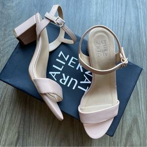 Naturalizer Bristol Nude Heels, Creme Brulee Dress Shoes Block Heel Ankle Strap